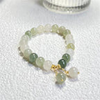 Fortune Jewel Natural Gradient Jade Abundance Luck Bead Charm Bracelet