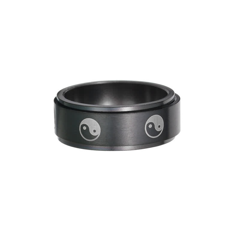Fortune Jewel Yin Yang Titanium Steel Balance Rotatable Ring Fortune Jewel