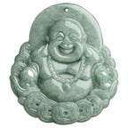 Fortune Jewel Laughing Buddha Natural Jade Copper Coin Abundance Necklace Pendant Fortune Jewel