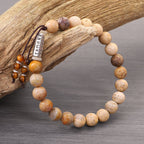 Fortune Jewel Weathered Stone Om Mani Padme Hum Strengthen Bracelet