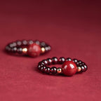 Fortune Jewel Garnet Cinnabar Lucky Bead PiXiu Om Mani Padme Hum Rose Protection Ring