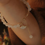 Fortune Jewel Ginkgo Leaf Jade Bead Luck Bracelet