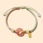 Fortune Jewel Peace And Joy Agate Peace Buckle Auspicious Handmade Braided Bracelet