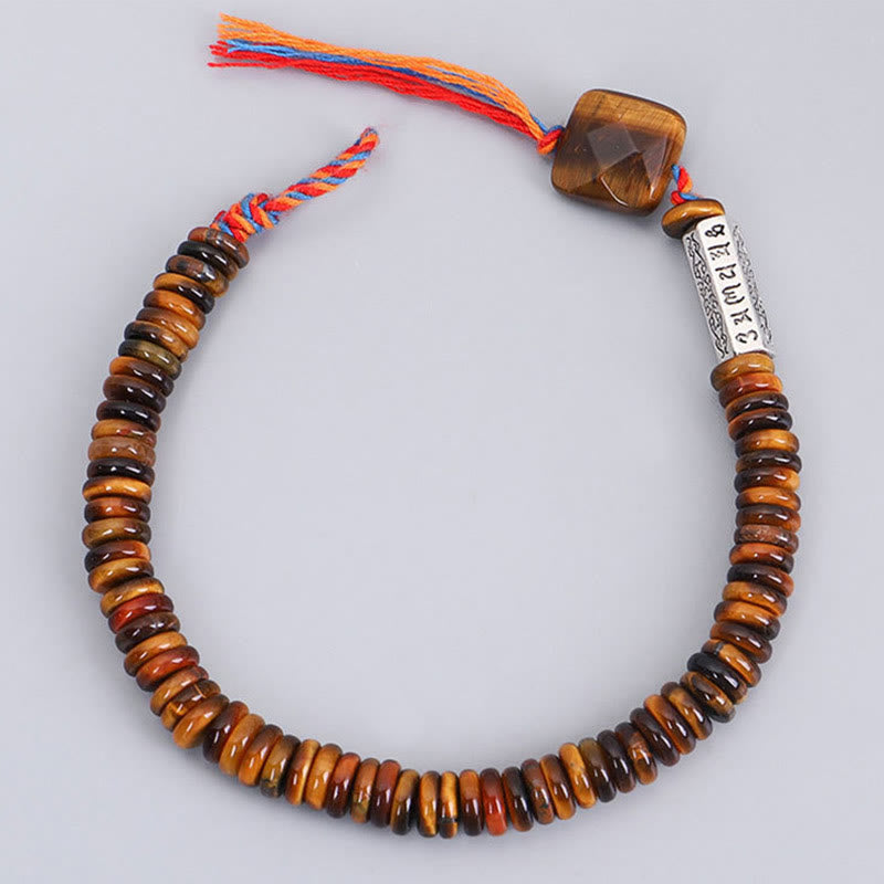 Fortune Jewel Tibetan Tiger Eye Om Mani Padme Hum Protection Power Bracelet