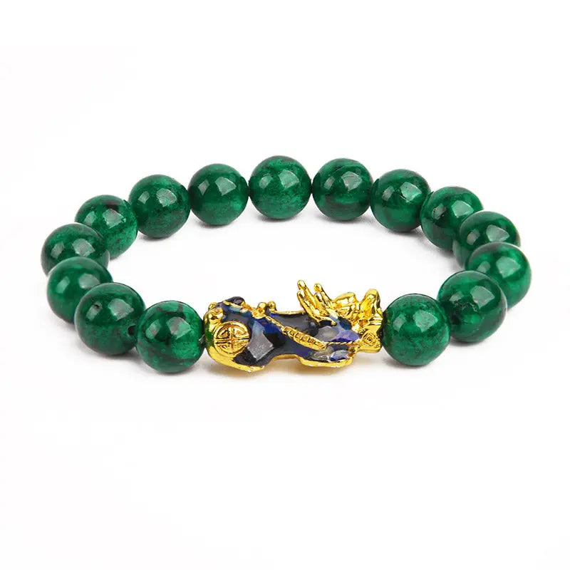 Fortune Jewel "Sending Blessings of Wealth and Peace" PiXiu Jade Bracelet Includes Gift Message Card Fortune Jewel