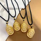 Fortune Jewel Gold Buddha Copper Wealth Necklace Pendant Fortune Jewel