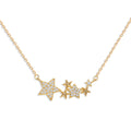 Gold-Plated Cubic Zirconia Starry Sky Pentagram Clavicle Necklace for Women