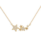 Gold-Plated Cubic Zirconia Starry Sky Pentagram Clavicle Necklace for Women