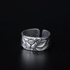 Fortune Jewel Tibetan Lotus White Copper Enlightenment Ring