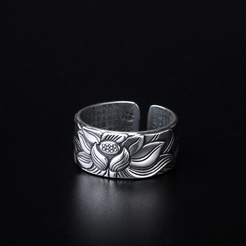 Fortune Jewel Tibetan Lotus White Copper Enlightenment Ring