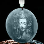 Fortune Jewel Kwan Yin Avalokitesvara Jade Abundance String Necklace Pendant Fortune Jewel