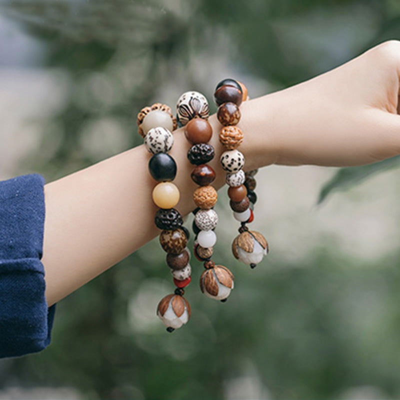 Fortune Jewel Bodhi Seed Lotus Wisdom Peace Wrist Mala Bracelet