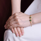 Fortune Jewel 925 Sterling Silver Natural Hetian White Jade Cyan Jade Lovely Fox Luck Bracelet