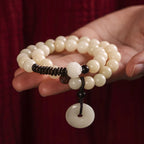 Fortune Jewel Bodhi Seed Green Sandalwood Lotus Peace Buckle Harmony Double Wrap Bracelet