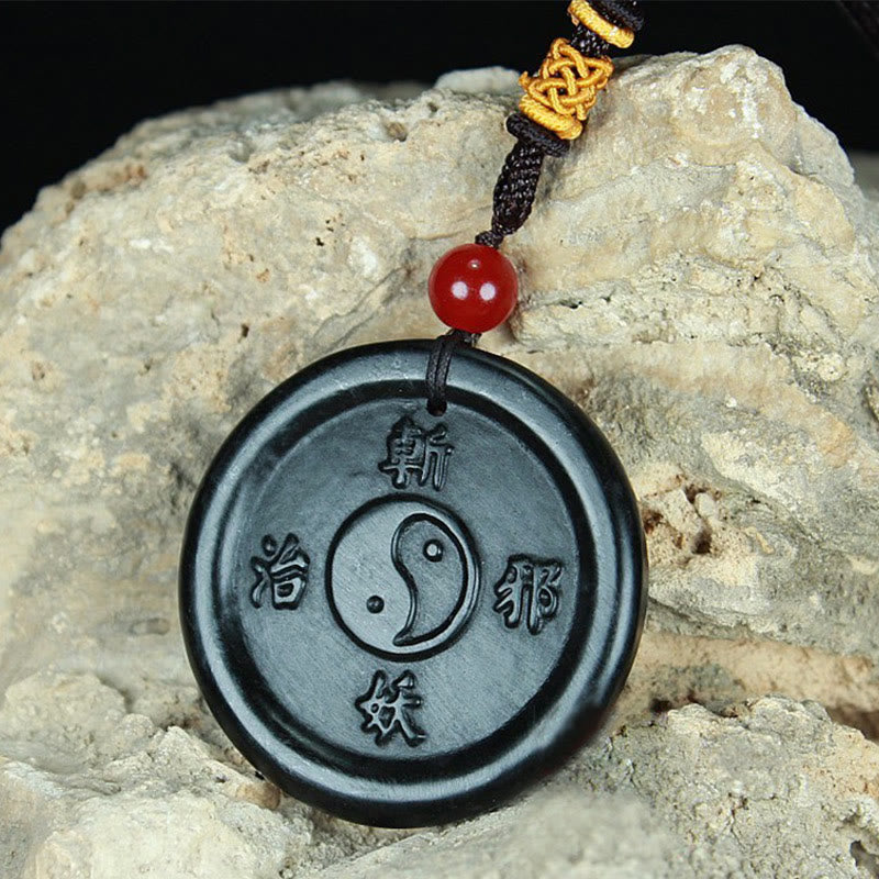Fortune Jewel Natural Hetian Cyan Jade Yin Yang Luck Harmony Necklace Pendant Fortune Jewel