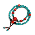 Fortune Jewel Turquoise Black Onyx Red Turquoise Bead Protection Bracelet