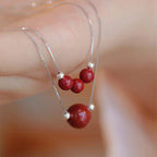Fortune Jewel 925 Sterling Silver Cinnabar Bead Calm Blessing Necklace Pendant