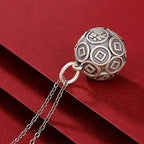 Fortune Jewel 990 Sterling Silver Fu Character Copper Coin Luck Fortune Chain Necklace Pendant