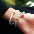 Fortune Jewel Aquamarine Red Agate Peace Gourd Charm Bracelet