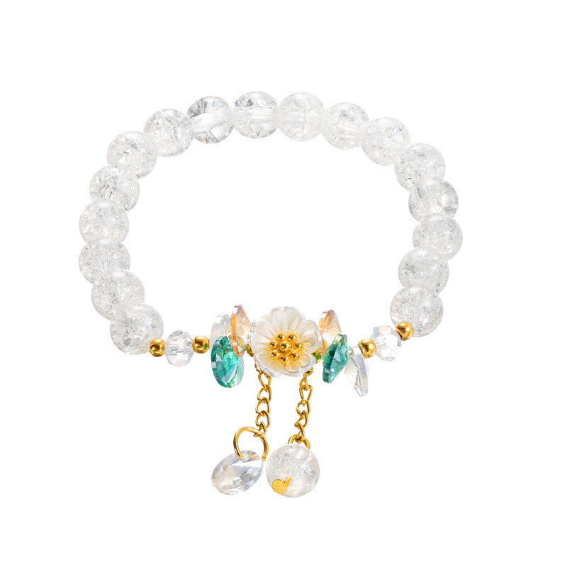 Fortune Jewel Simple Design Flower Charm Glass Bead Bracelet