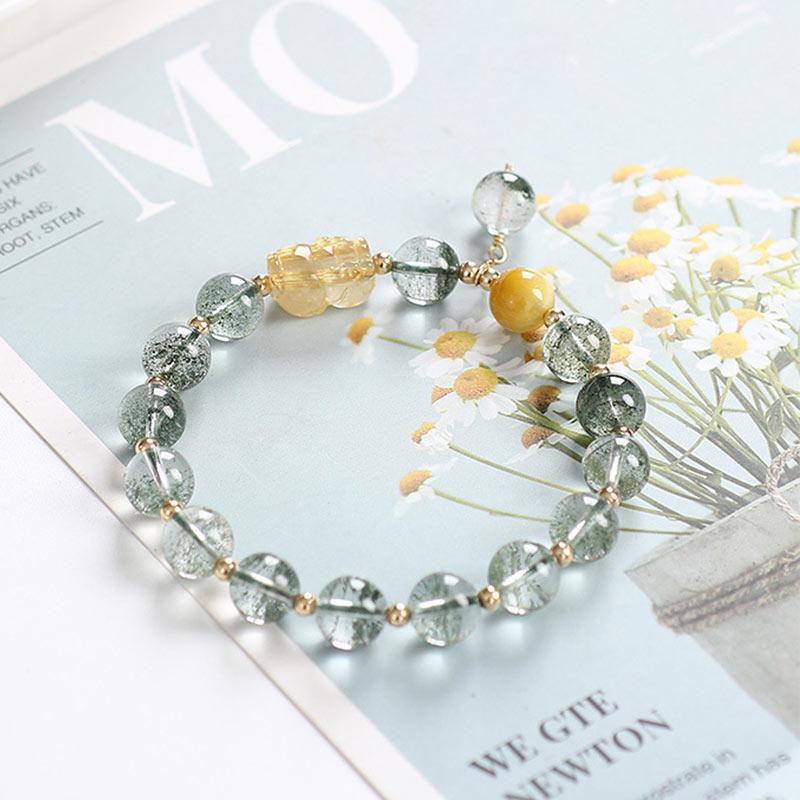 Fortune Jewel Green Phantom Citrine PiXiu Confidence Bracelet