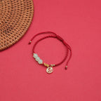 Fortune Jewel Handcrafted Jade Bead Fu Character Charm Luck Red Rope Bracelet