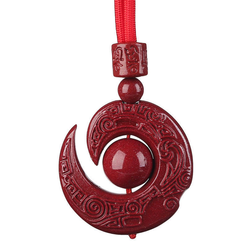 Fortune Jewel One's Luck Improves Design Patern Natural Cinnabar Concentration Necklace Pendant