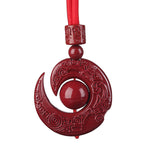 Fortune Jewel One's Luck Improves Design Patern Natural Cinnabar Concentration Necklace Pendant