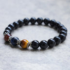 Natural Black Obsidian Tricolor Tiger Eye Strength Bracelet