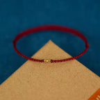Fortune Jewel 925 Sterling Silver Lucky Golden Bead Braided String Bracelet Anklet