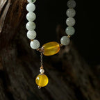 Fortune Jewel Natural White Jade Agate Protection Bracelet
