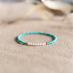 Fortune Jewel 925 Sterling Silver Natural Turquoise Pearl Beaded Bracelet