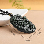 Fortune Jewel Hetian Cyan Jade Dragon Success Harmony Necklace Beaded String Pendant Fortune Jewel