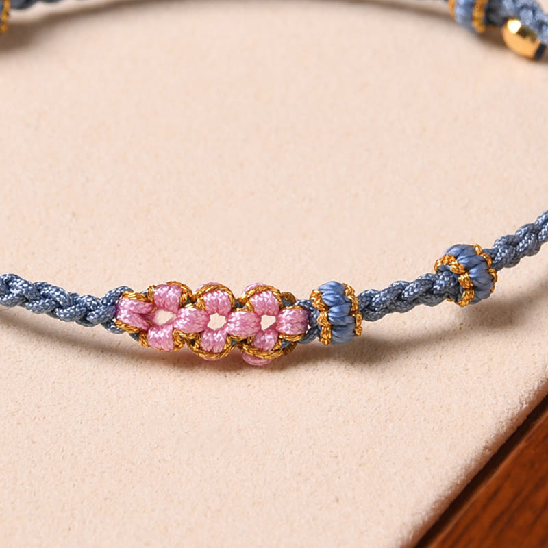 Fortune Jewel Handmade Peach Blossom Protection Braided Rope Bracelet