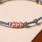 Fortune Jewel Handmade Peach Blossom Protection Braided Rope Bracelet