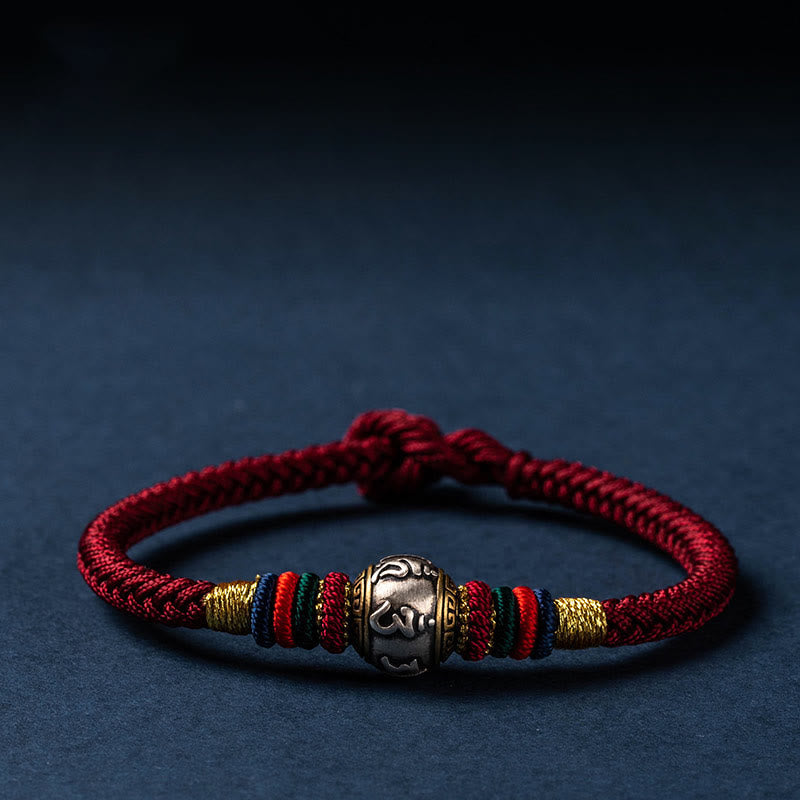 Fortune Jewel 925 Sterling Silver Tibet Handmade Om Mani Padme Hum Luck Protection King Kong Knot Braided Bracelet - Fortune Jewel