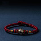 Fortune Jewel 925 Sterling Silver Tibet Handmade Om Mani Padme Hum Luck Protection King Kong Knot Braided Bracelet - Fortune Jewel