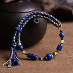 Fortune Jewel Handmade Natural Lazurite Bead Positive Rope Bracelet