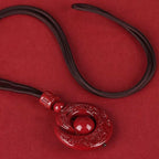 Fortune Jewel One's Luck Improves Design Patern Natural Cinnabar Concentration Necklace Pendant