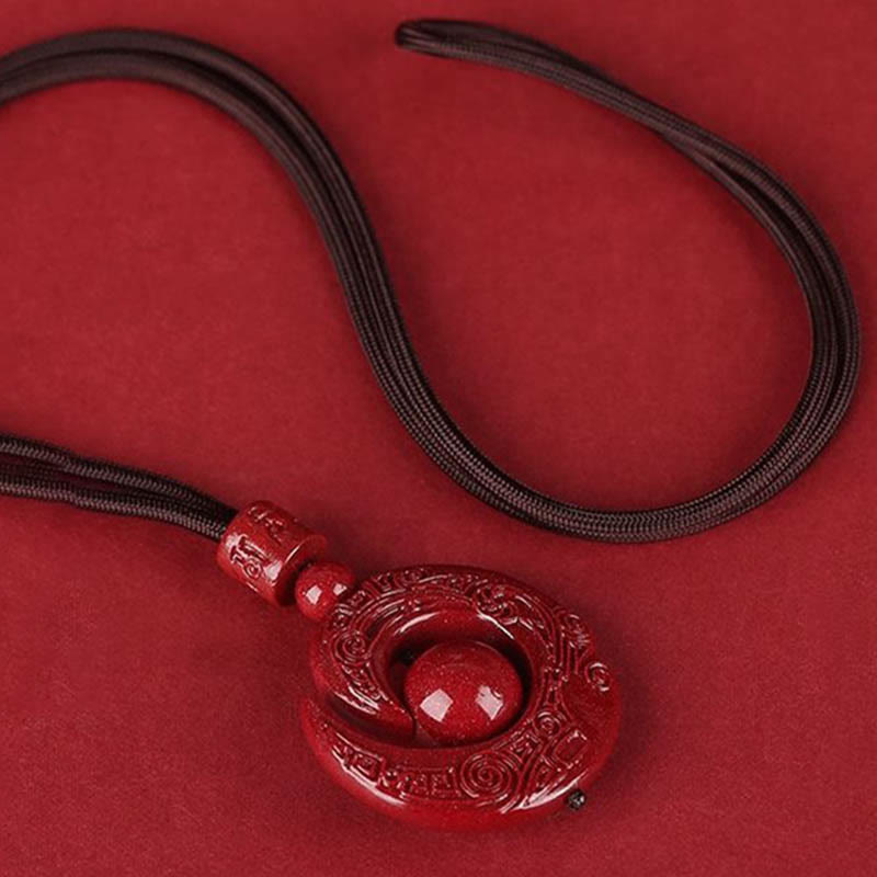 Fortune Jewel One's Luck Improves Design Patern Natural Cinnabar Concentration Necklace Pendant