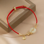 Fortune Jewel "Wishing You Peace and Protection" Jade Red Rope Bracelet Includes Gift Message Card Fortune Jewel