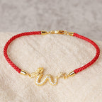 Fortune Jewel 925 Sterling Silver Year Of The Dragon Auspicious Golden Dragon Luck Red Rope Chain Bracelet