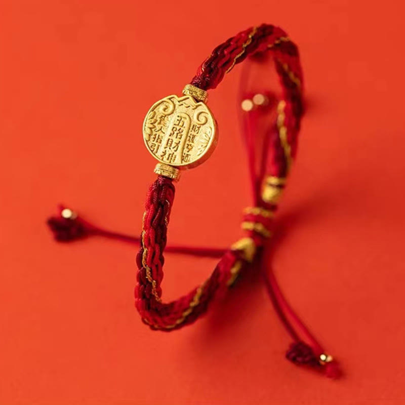 Fortune Jewel Five Directions Gods of Wealth Handmade Reincarnation Knot Protection String Braid Bracelet