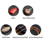 Fortune Jewel Tibetan Wenge Wood Bodhi Seed Agate Balance Peace Necklace Pendant