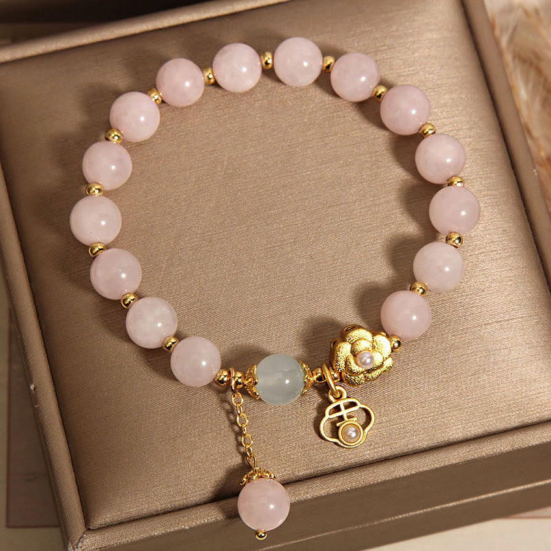 Fortune Jewel Natural Pink Crystal Lucky Flower Warmth Bracelet