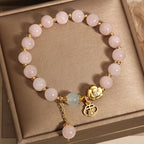 Fortune Jewel Natural Pink Crystal Lucky Flower Warmth Bracelet