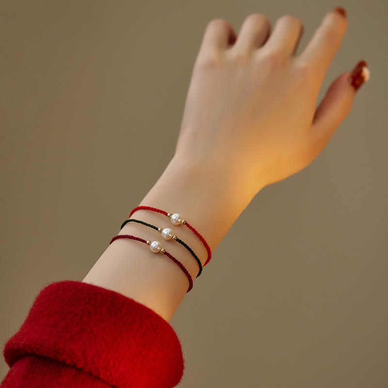 Fortune Jewel Natural Pearl Bead Luck Braid String Bracelet