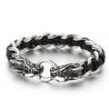 Fortune Jewel Dragon Leather Titanium Steel Protection Luck Braided Bracelet Fortune Jewel