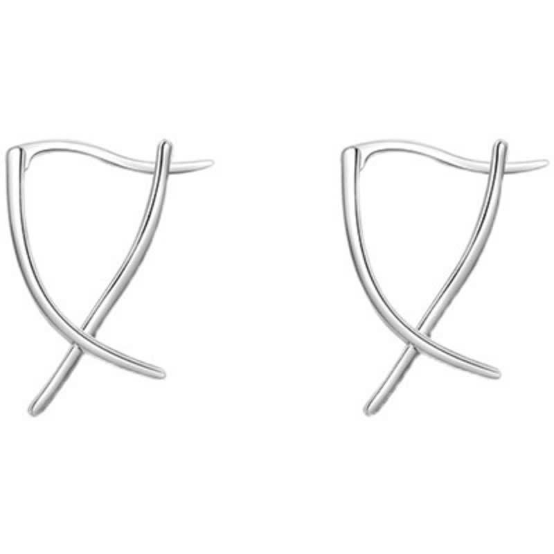 Fortune Jewel Geometric Cross Design Luck Hoop Earrings