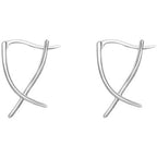Fortune Jewel Geometric Cross Design Luck Hoop Earrings